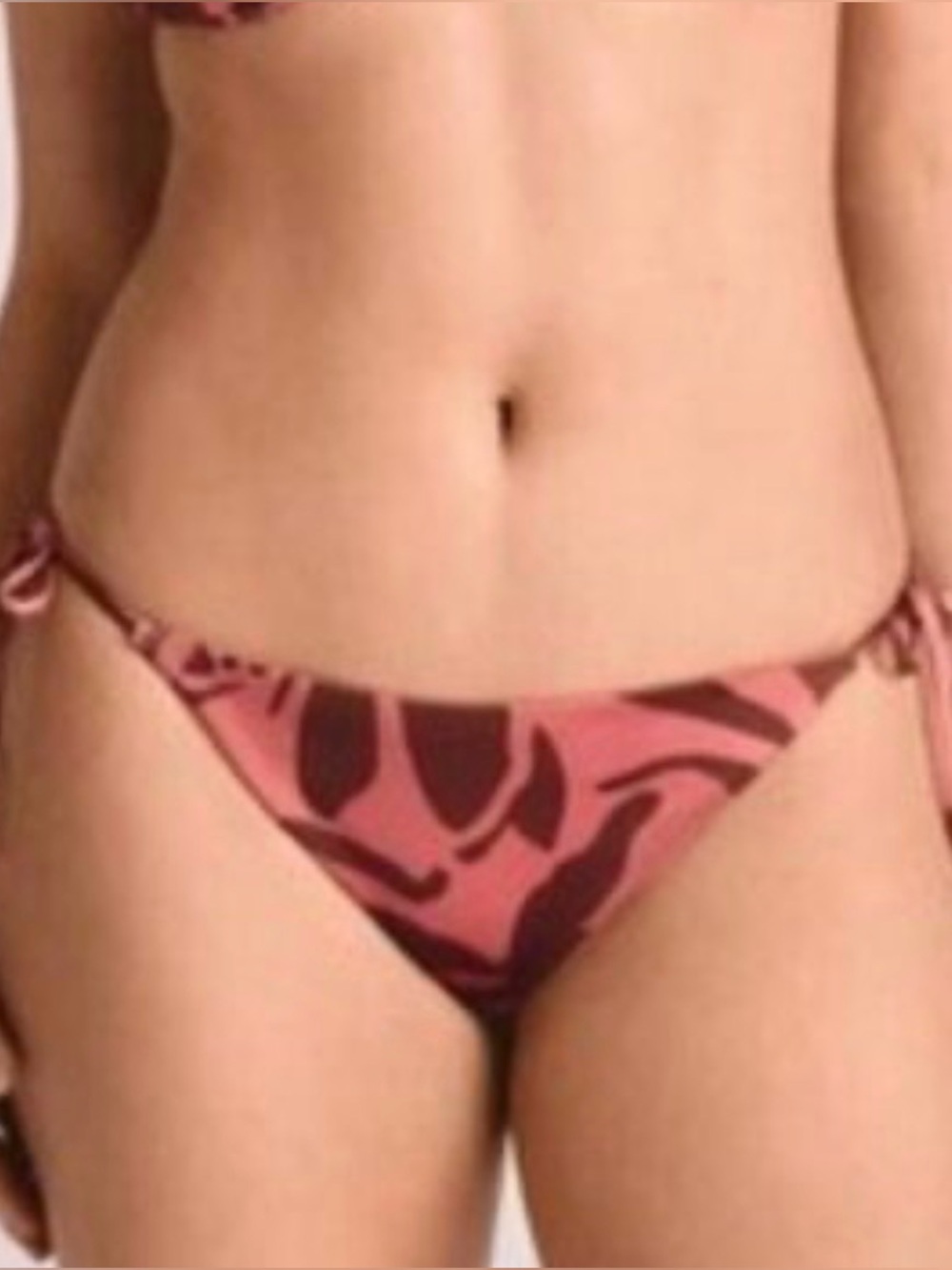 Vitamin A Women’s Bikini Bottoms Botanical Print Burgundy/Gold Hardware XXL